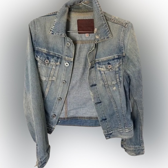 Ag Adriano Goldschmied Jackets & Blazers - AG Denim Jacket distressed Medium Wash made in USA size Small
